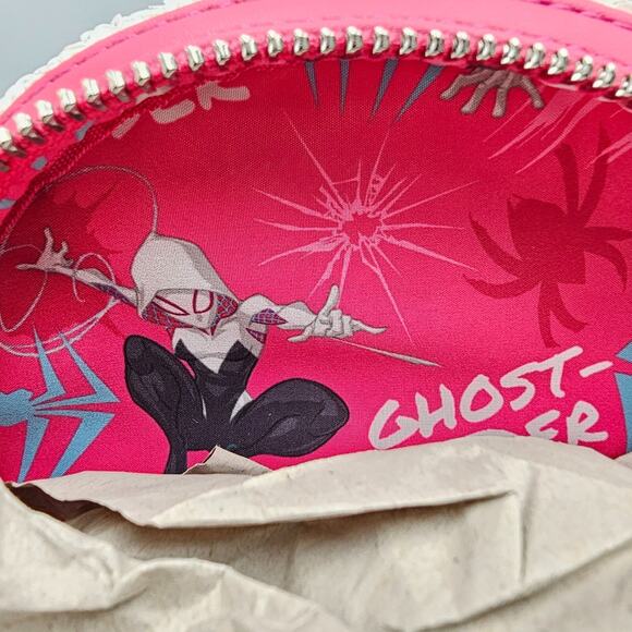 Loungefly Marvel Spider-Man Spider-Gwen Sequin White Mini Backpack Bag New - Picture 9 of 10